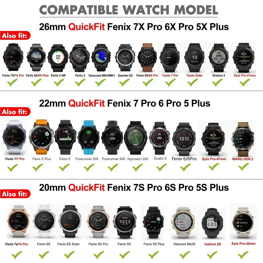 22mm Nylon Band for Garmin Fenix 8/7/6/5 – Quick Fit, Breathable Strap