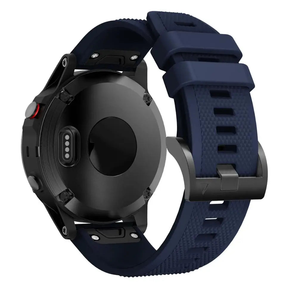 22mm Silicone Band for Garmin Fenix 5/5 Plus/6 – Sweat-Proof, Hypoallergenic Wrist Strap with Metal Buckle