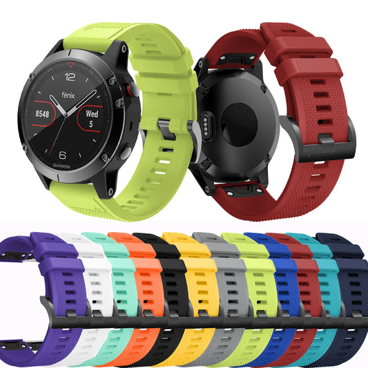 22mm Silicone Band for Garmin Fenix 5/5 Plus/6 – Sweat-Proof, Hypoallergenic Wrist Strap with Metal Buckle