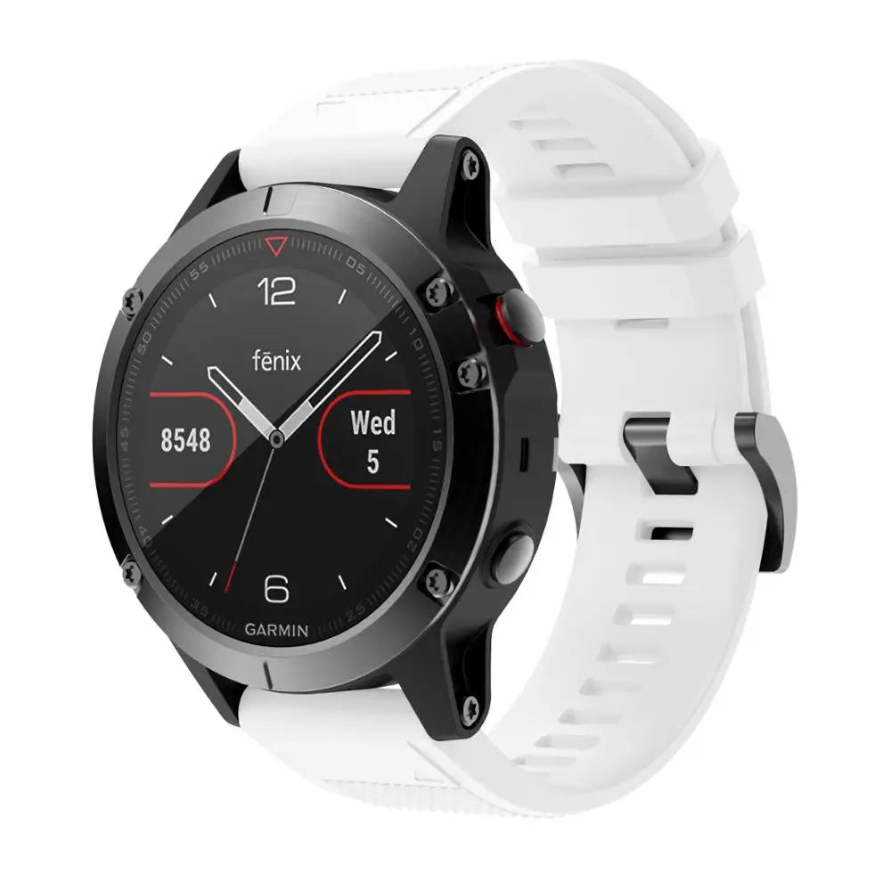 22mm Silicone Band for Garmin Fenix 5/5 Plus/6 – Sweat-Proof, Hypoallergenic Wrist Strap with Metal Buckle