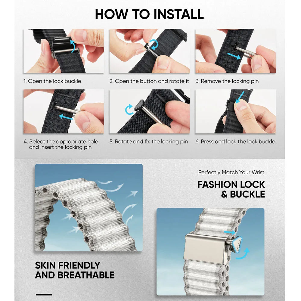 26mm Nylon Band for Garmin Fenix 8/6X/7X/5X Plus – Breathable, Woven Strap for Endurance Athletes